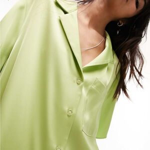 Lime Green Satin Blouse